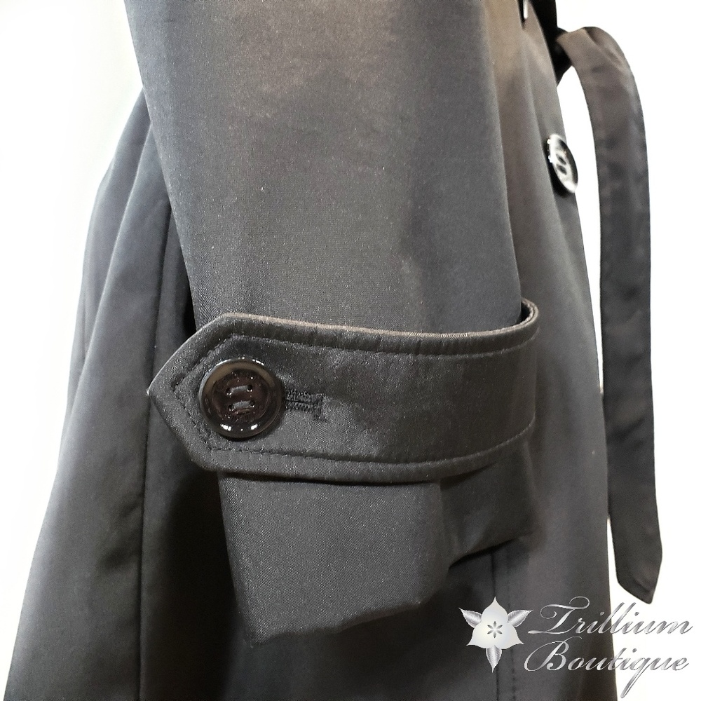 Calvin Klein Black Belted Trench Coat Medium - Picture 5 of 8